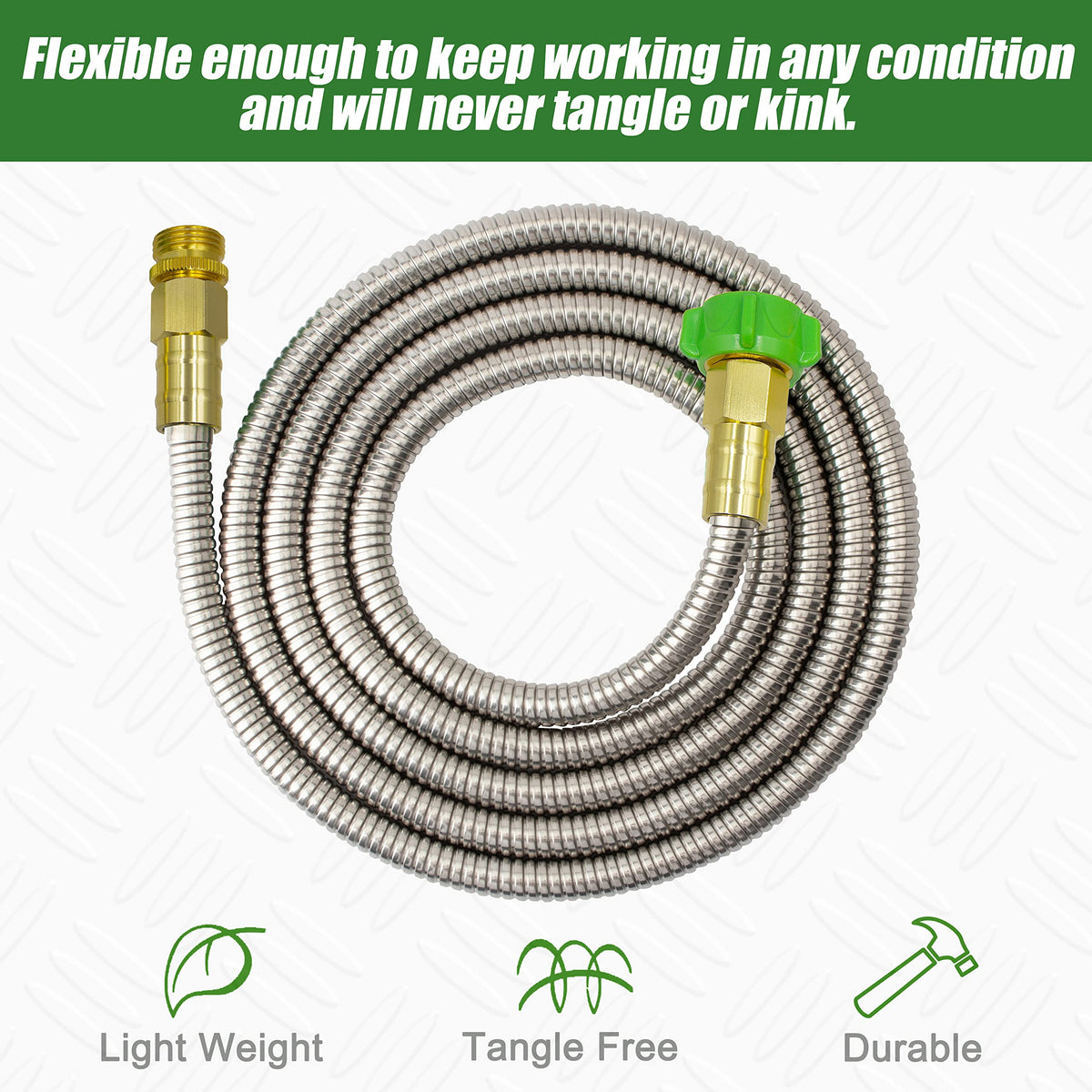 Yanwoo stainless steel outer layer resists kinks for steady water flow.