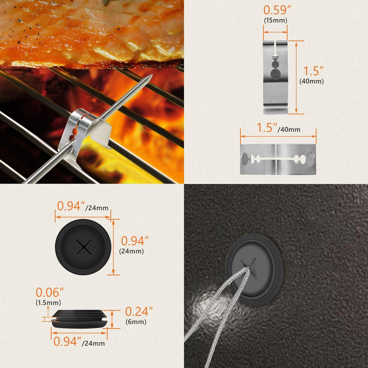 YAOAWE probe grommet waterproof design prevents moisture intrusion during cooks