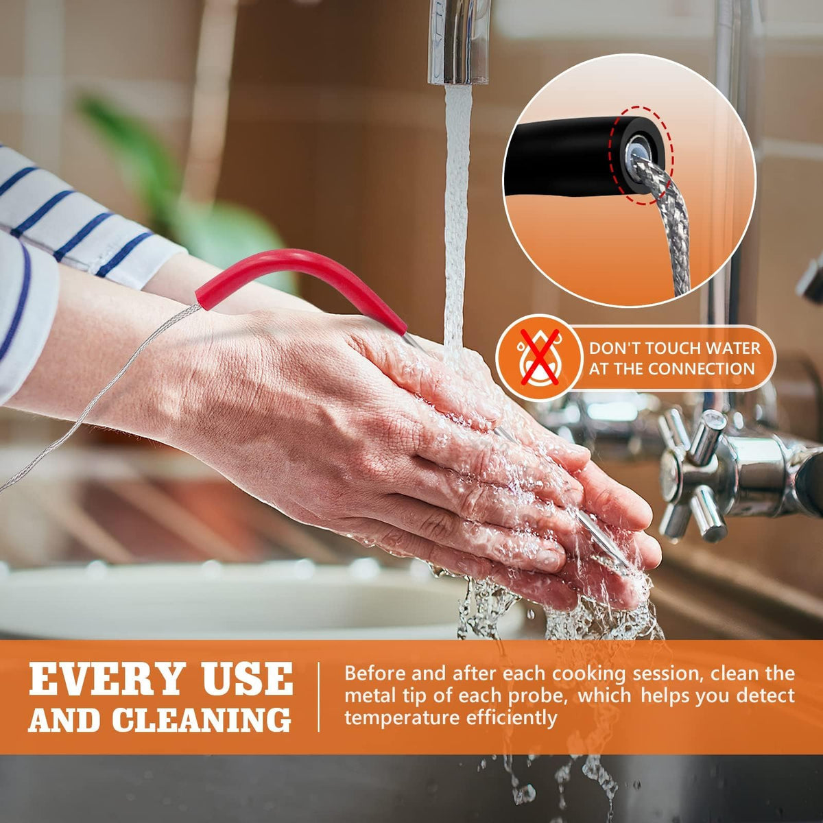 YAOAWE waterproof probe tip is easy to clean for accurate checks