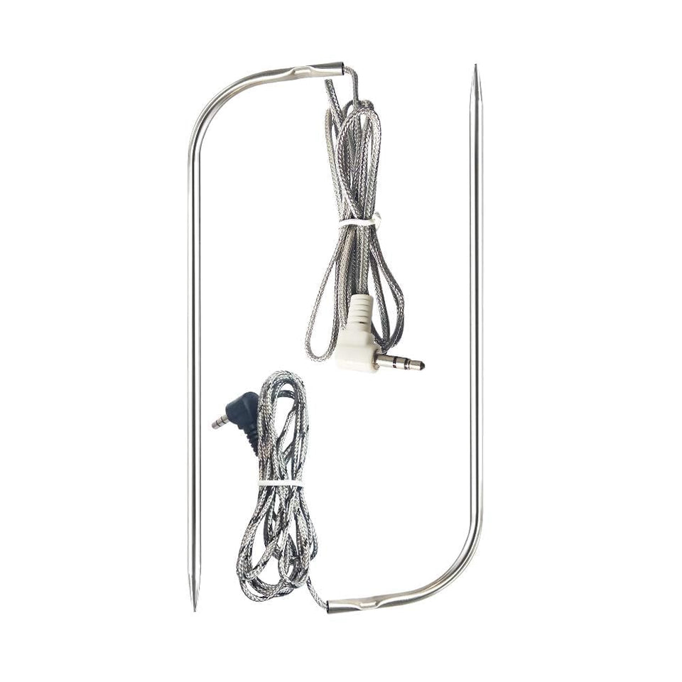 YAOAWE replacement meat probe 2-pack with 3.5 mm plug for Traeger grills, durable heat-ready.