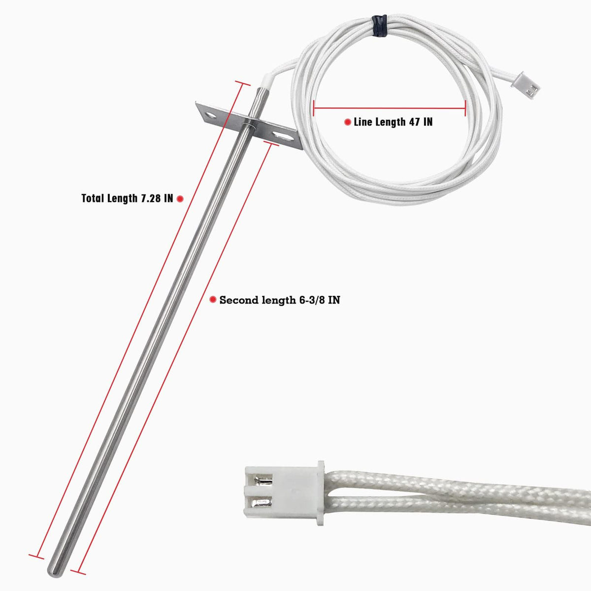 YAOAWE RTD sensor probe, 6-3/8 in, supports stable grill temperatures.