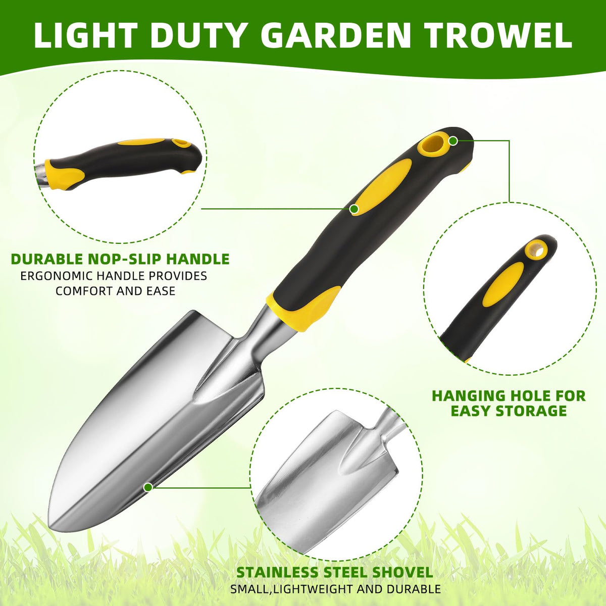 Yaocom heavy-duty garden spade designed for tough tasks in lawn and beds.