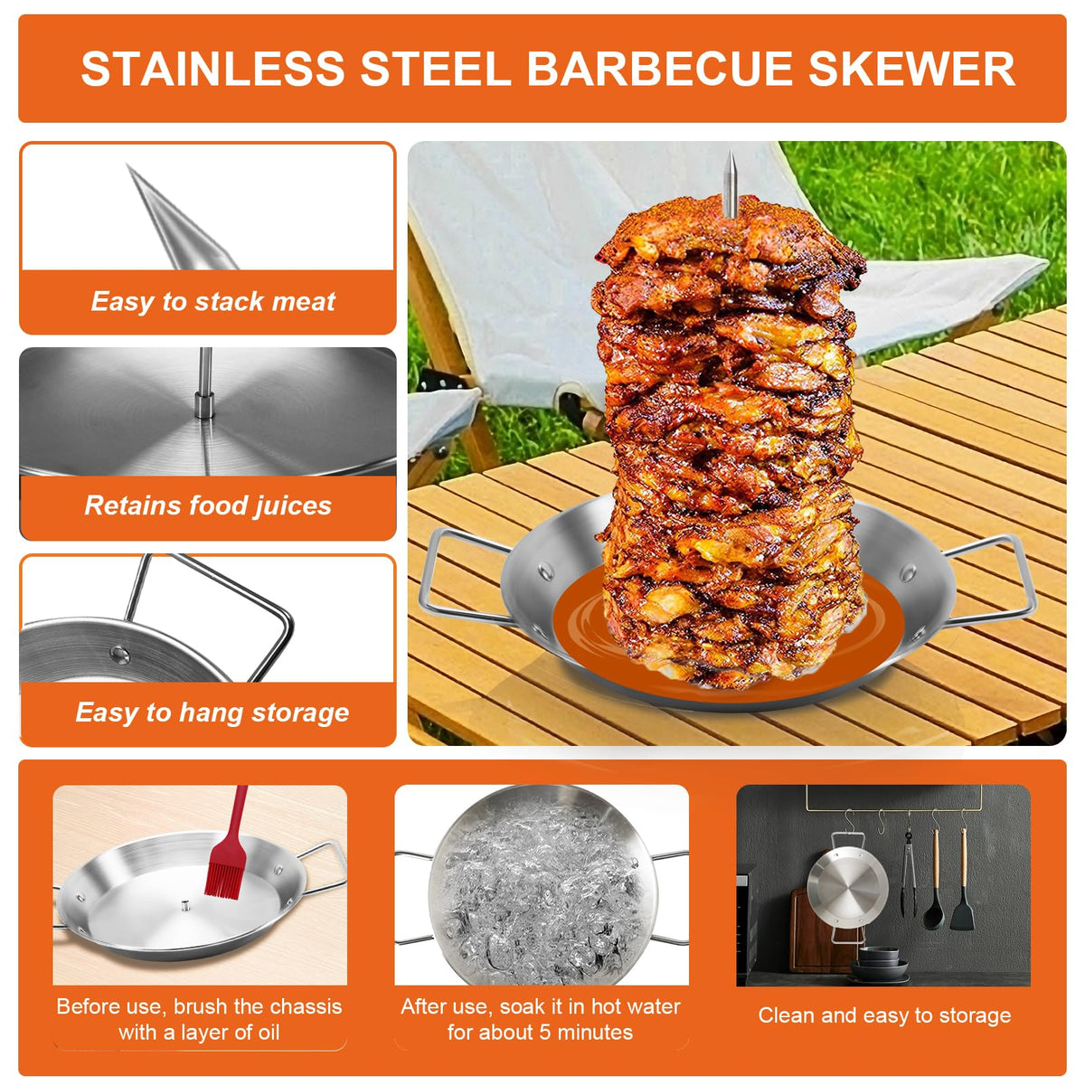 Yaokvide Al Pastor Skewer 12 inch stainless steel ensures durable long lasting performance