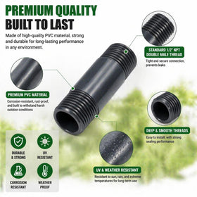 Yaomiao 2-inch MPT thread adapter extends your irrigation setup for higher spray.