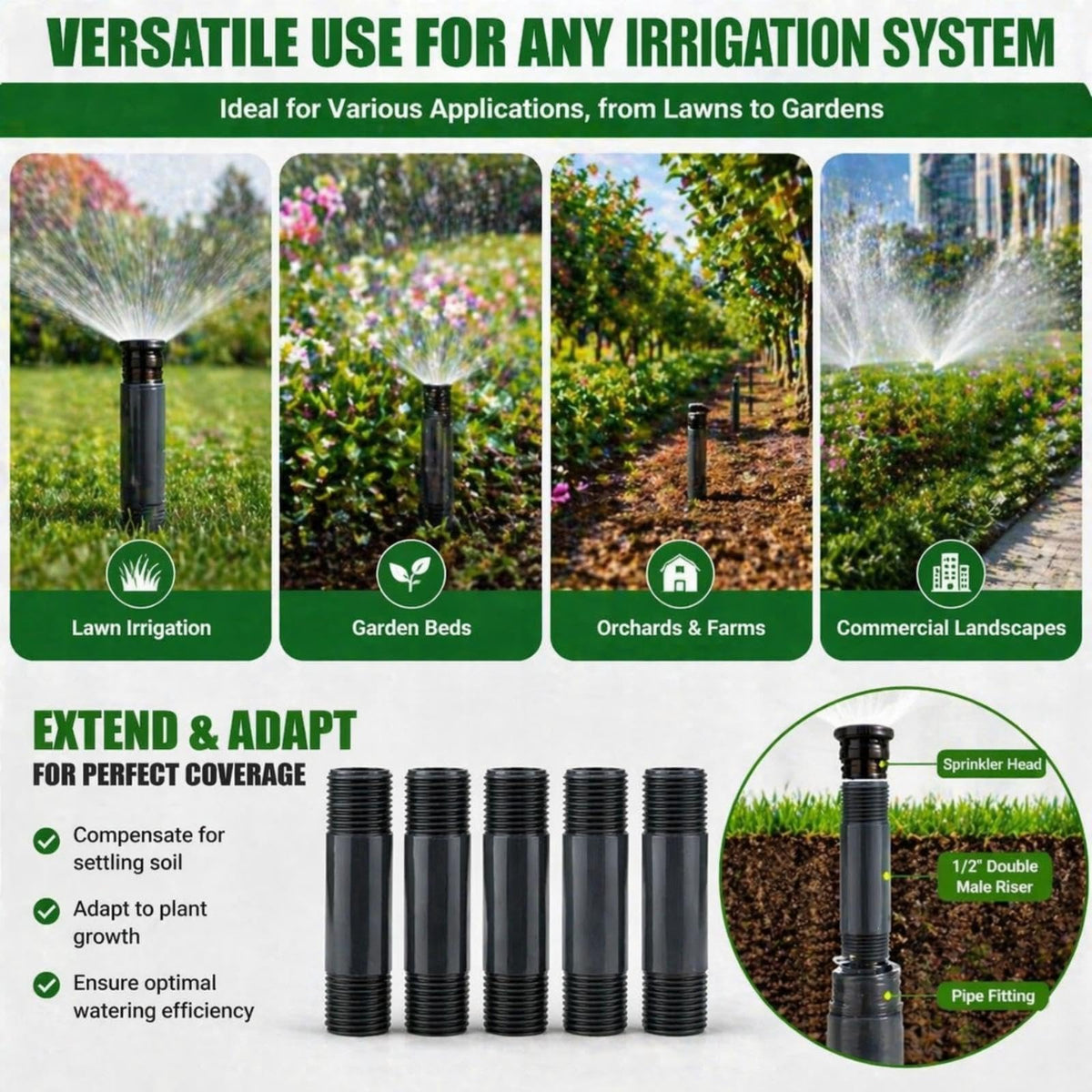 Yaomiao garden irrigation connector supports easy installation in automatic systems.