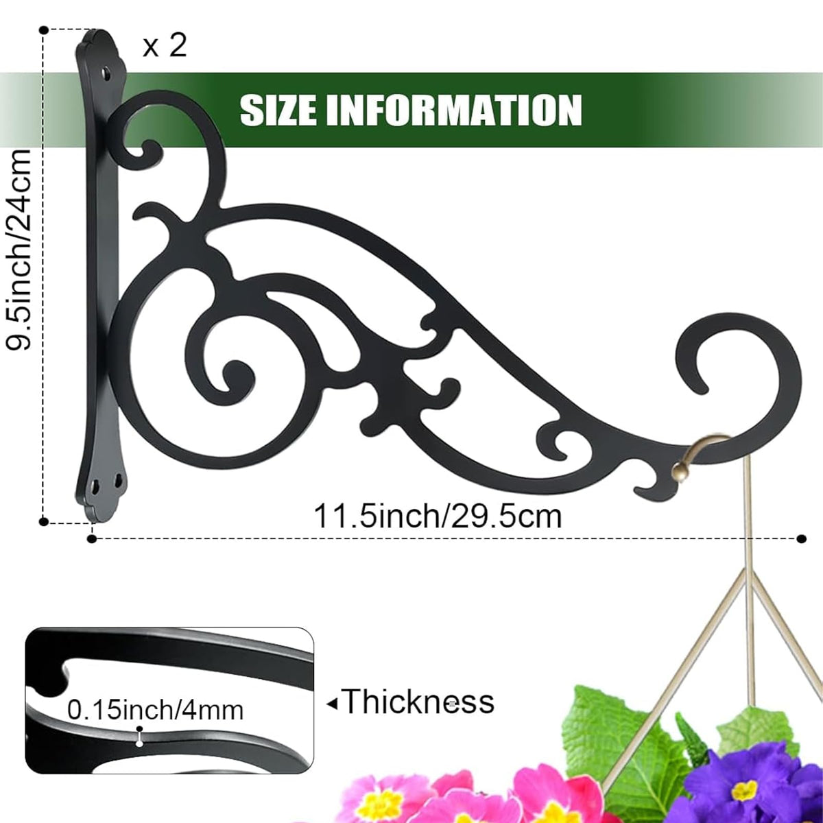 Yaostepqi 6-inch bracket for hanging plants offers compact versatility indoors or outdoors.