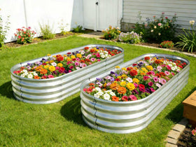 Yararday 6ftx2ft raised-bed with plants, ideal for vegetables and flowers.