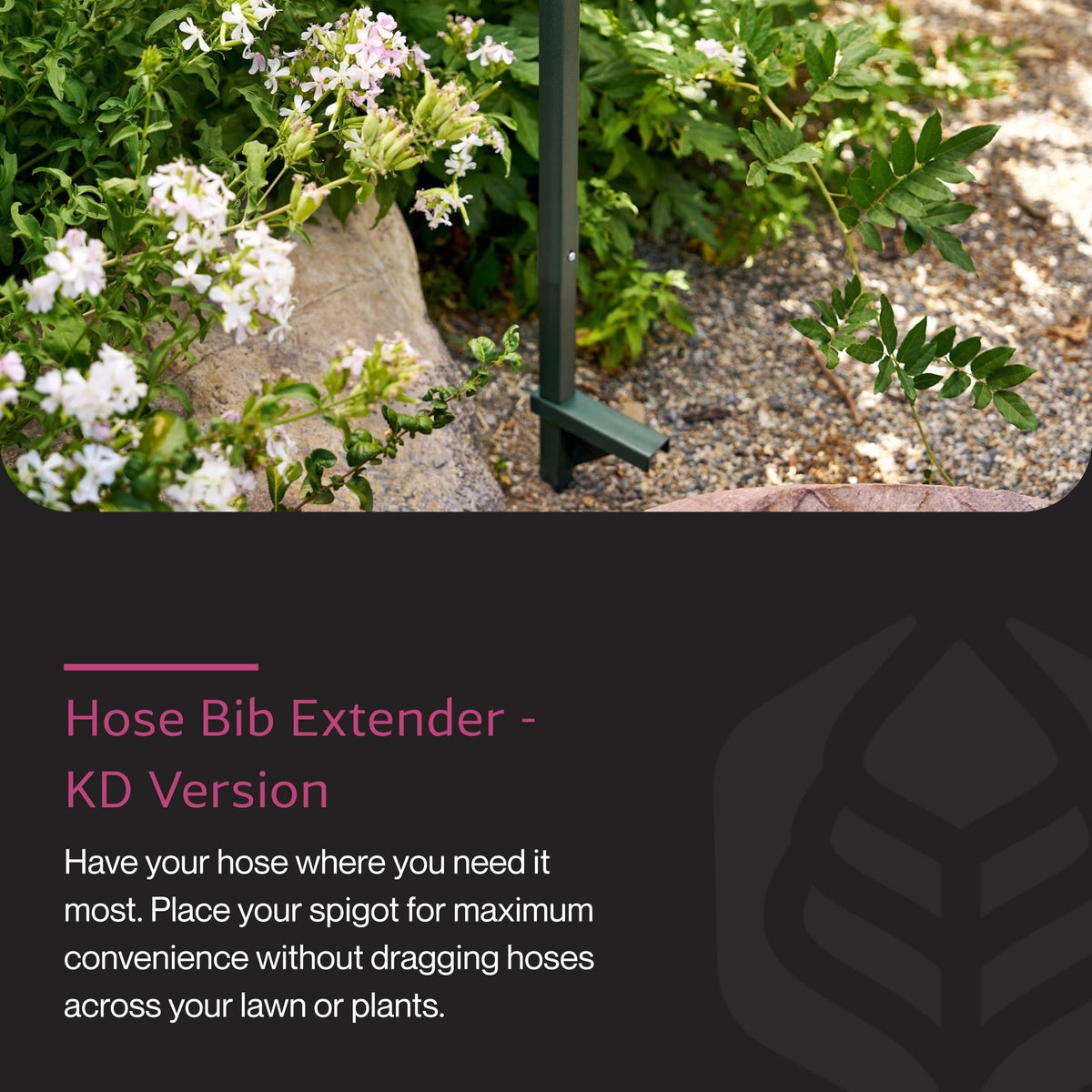 Yard Butler free-standing hose accessory provides flexible placement away from walls.
