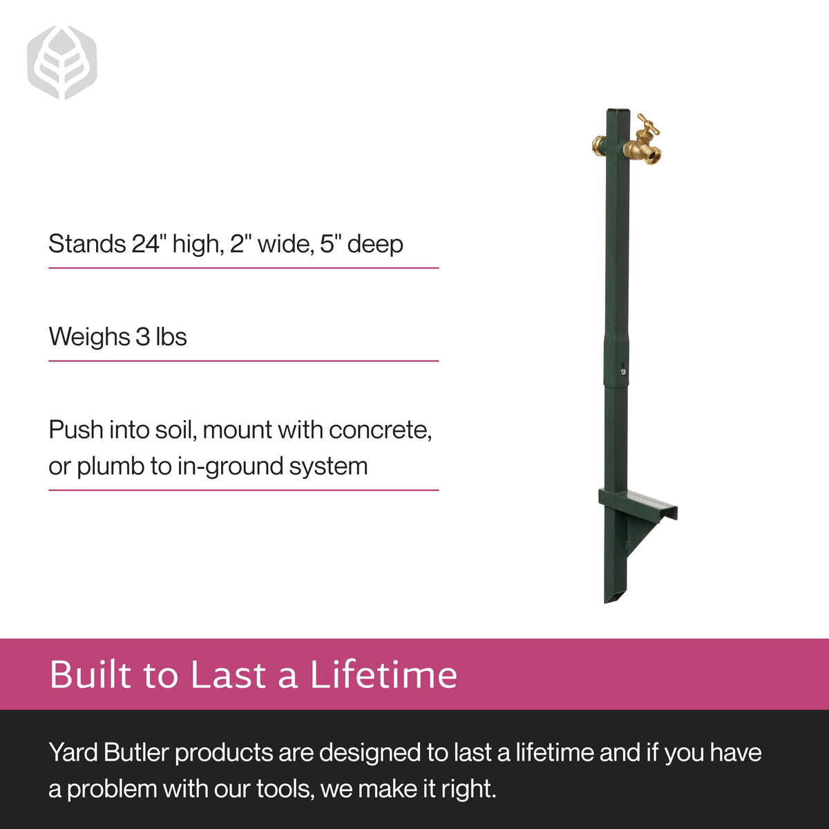 Yard Butler heavy steel frame ensures durable performance through seasons.