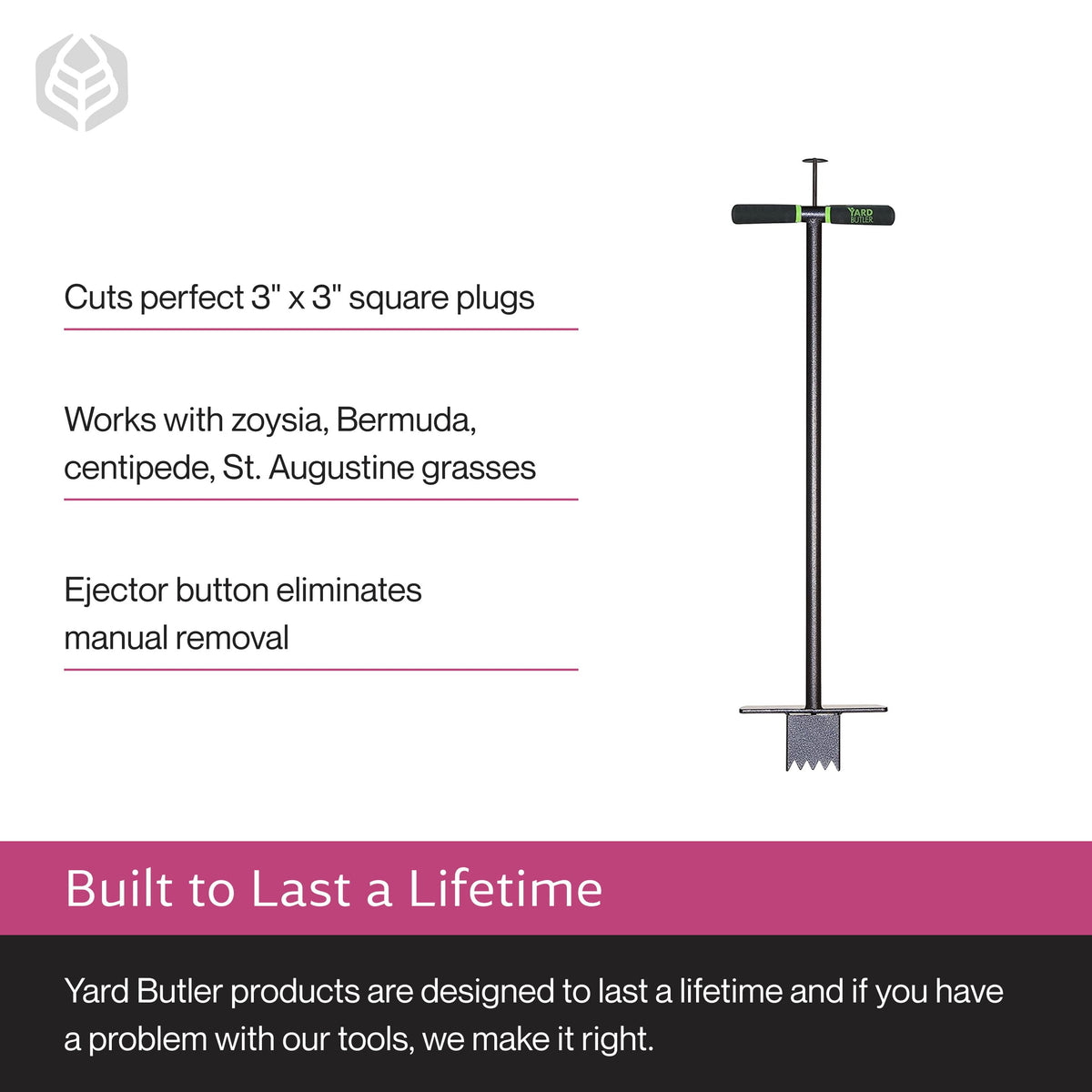 Yard Butler foot bar provides leverage for clean plug cuts
