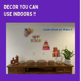 Generic Yard Expressions balloons cutout creates a colorful backdrop for outdoor gatherings.