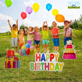 Generic Yard Expressions cake cutout enhances party visuals for photos and yard celebrations.