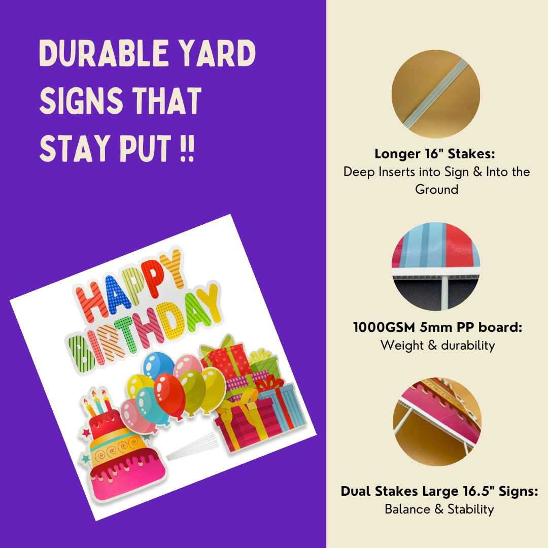 Generic Yard Expressions waterproof corrugated board resists weather and supports reuse.
