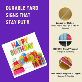 Generic Yard Expressions waterproof corrugated board resists weather and supports reuse.