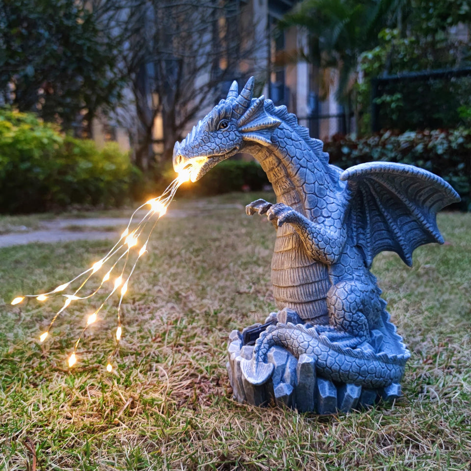 Yardancer dragon solar statue with LED lights for garden ambiance