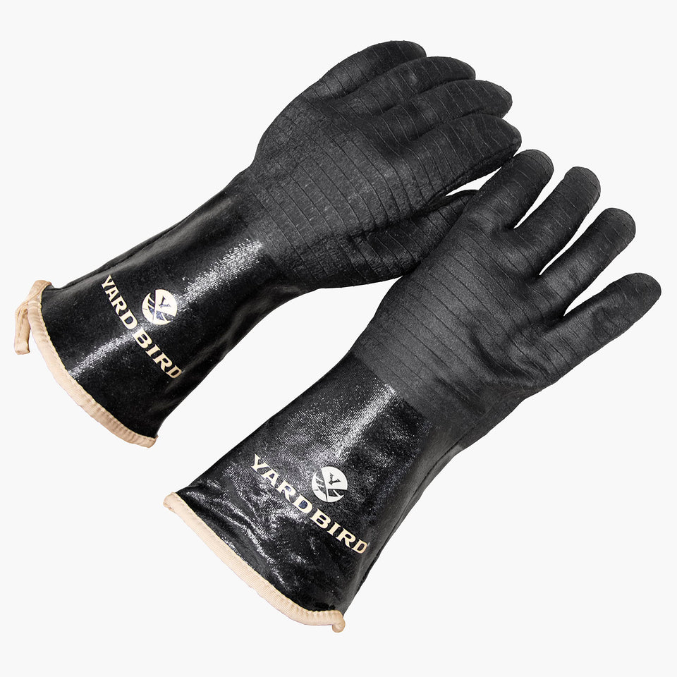 Yardbird scalding gloves featuring waterproof material for poultry processing tasks.