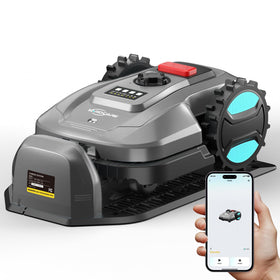 YARDCARE robot mower with app control enabling easy scheduling and remote start.