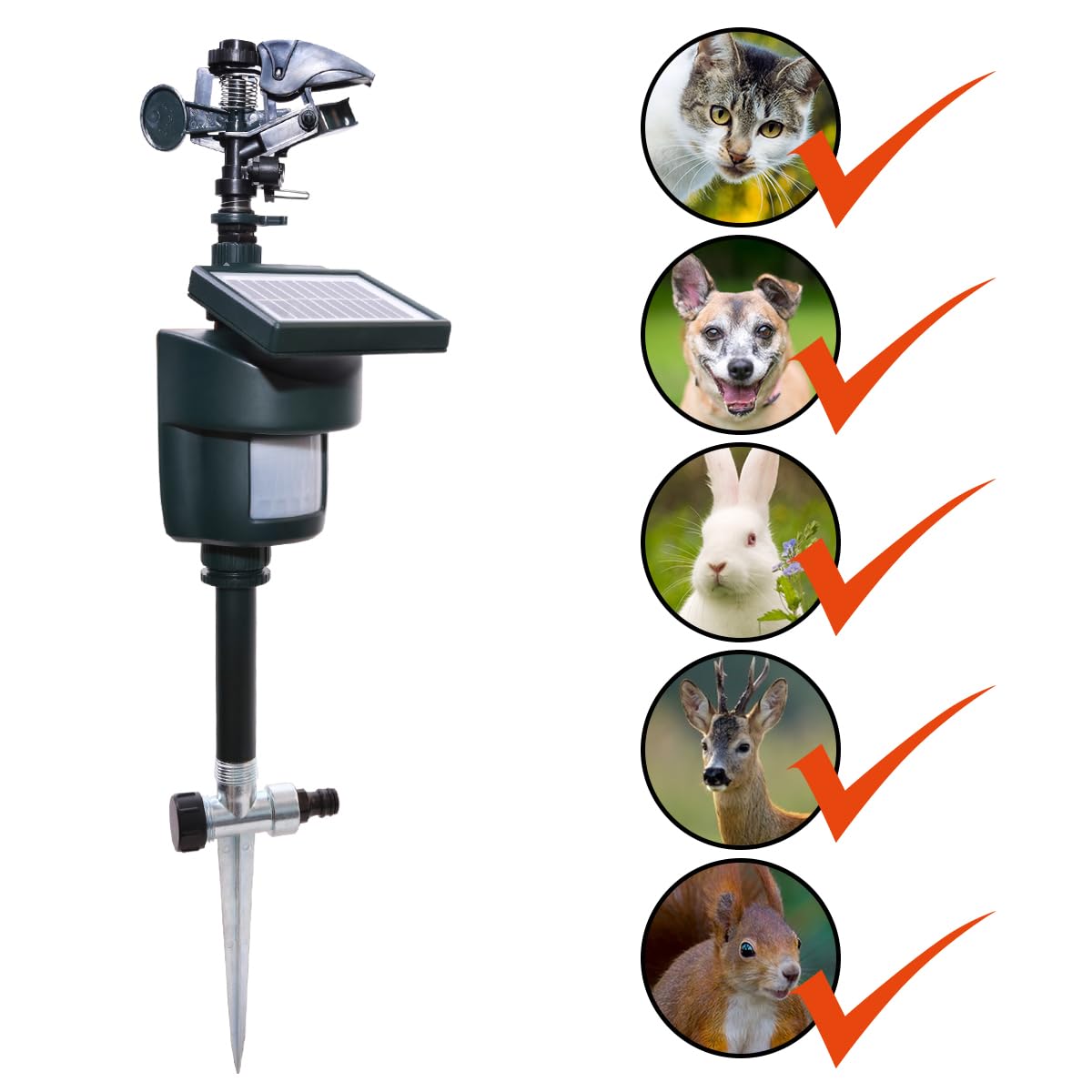 Metal stake included for easy installation of the Yardeen sprinkler outdoors.