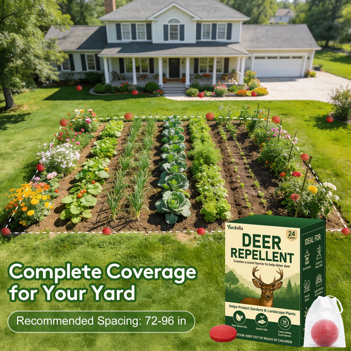 Yardella ball visual for various areas: garden, yard, driveways.