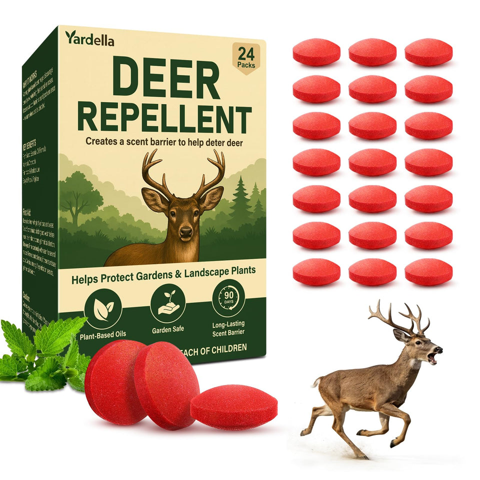 Yardella deer repellent ball in garden coverage promotes continuous protection.
