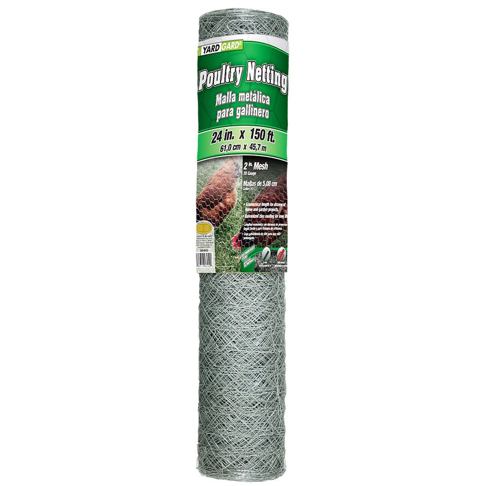 YARDGARD 2-Inch Mesh Fence shows sturdy galvanized wire for chicken coops.