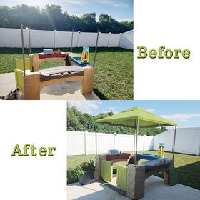 YardJoyliz outdoor-kitchen-canopy-replacement provides shade and rain shelter for play kitchens