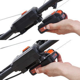 YARDMAX seven-position height adjustment for precise grass cutting.