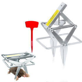 YardYield mole trap in heavy-duty galvanized steel for durability.