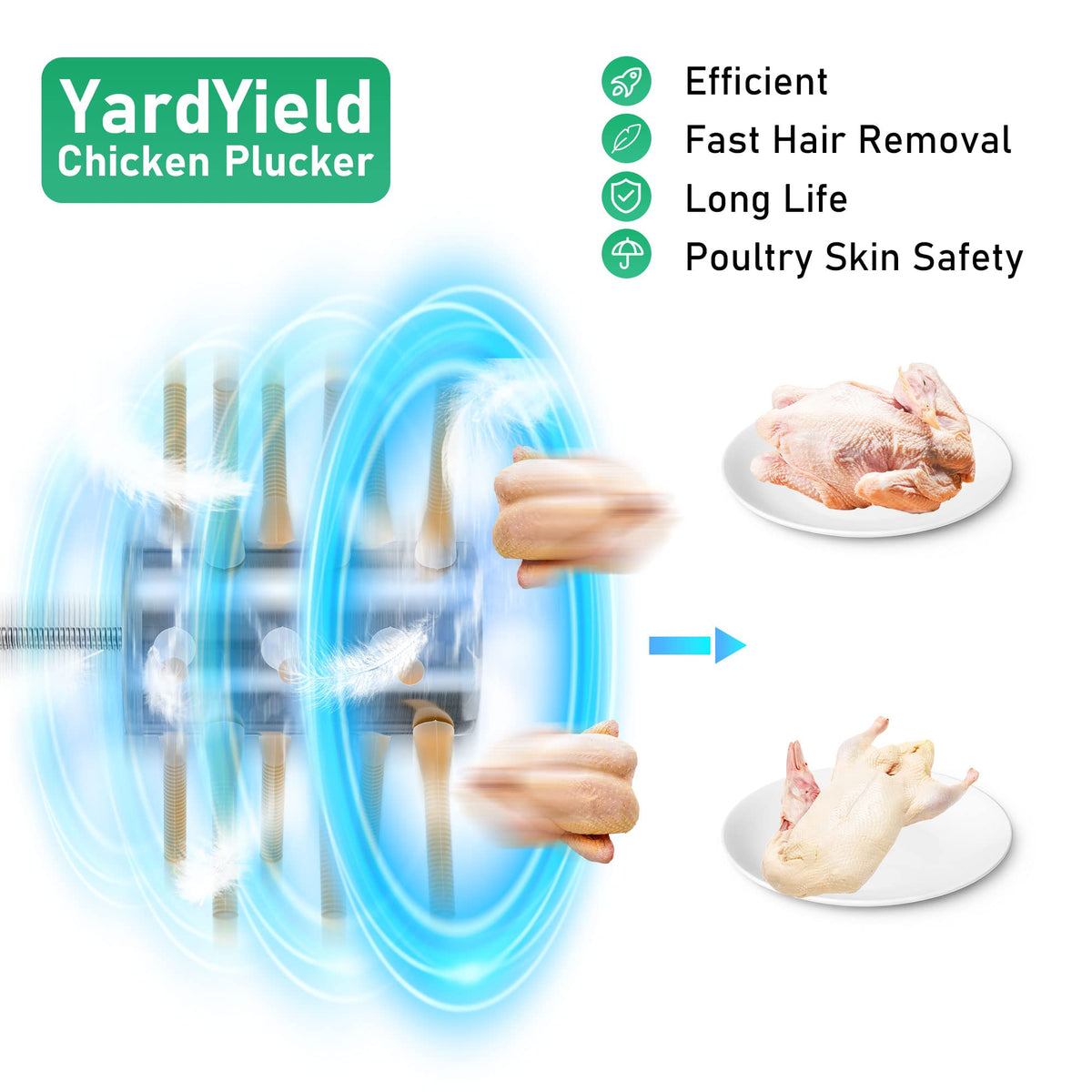 YardYield 10 mm shank attachment compatible with common drills for versatile setup