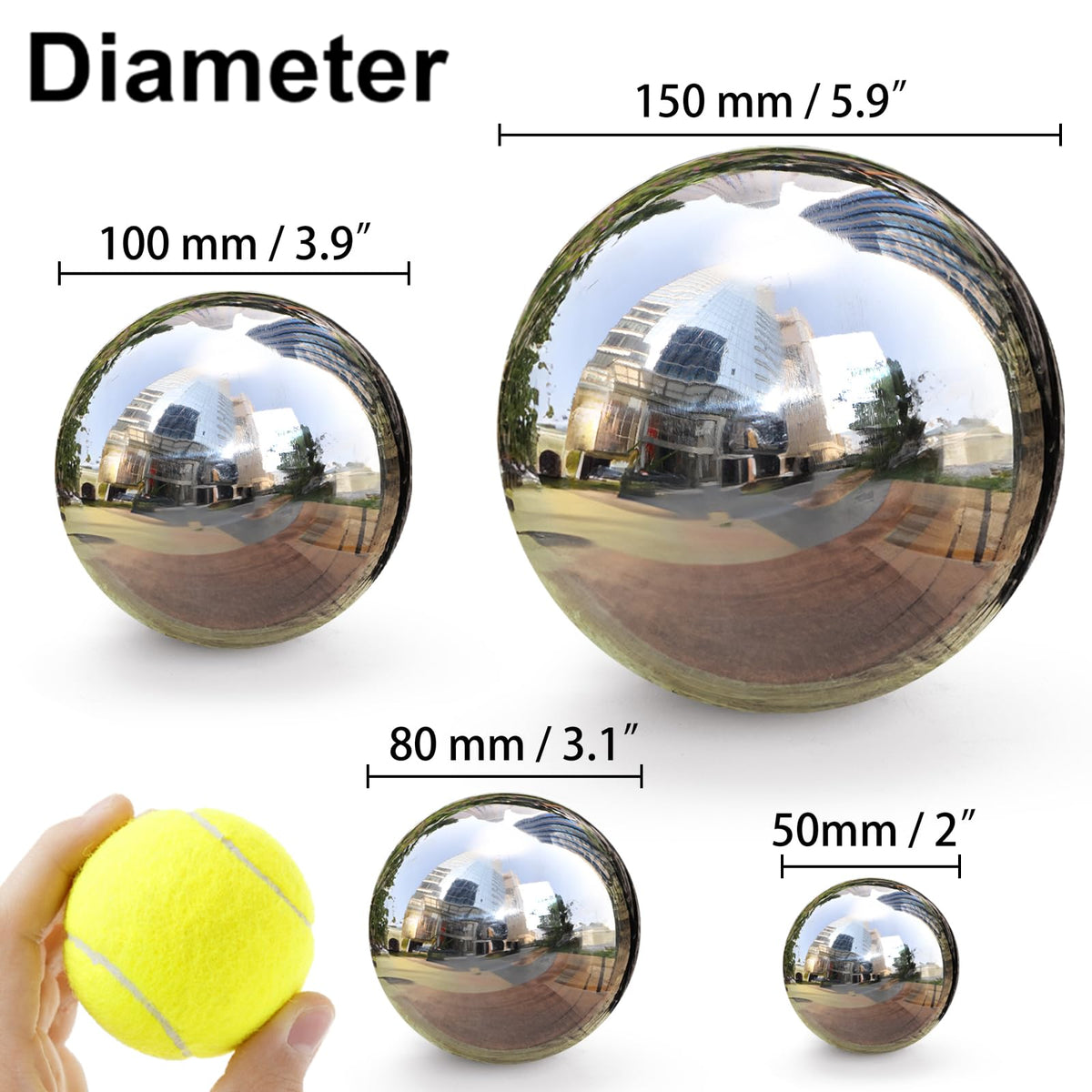 Yarlung 50mm gazing ball close-up with reflective surface