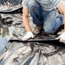 Yarlung lightweight liner flexes to fit irregular pond shapes.