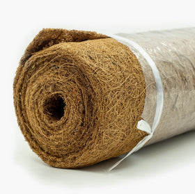 Yarrdfir Coco Liner Roll in use for planters and baskets, highlighting natural fiber benefits
