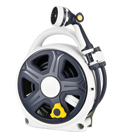 YASHINE retractable garden hose reel 60ft for tidy yard organization and easy watering.