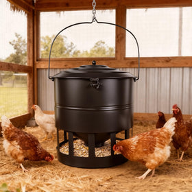 YATAOQINGJIE metal hanging chicken feeder with 12 ports for steady, no waste feeding
