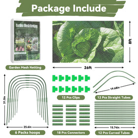 YATHO garden netting kit with 6 hoops for sturdy year‑round protection.