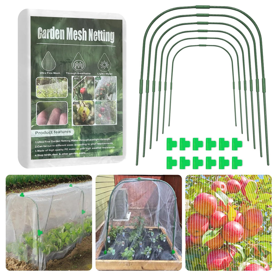 YATHO garden netting kit provides full 8x26ft coverage for raised beds.