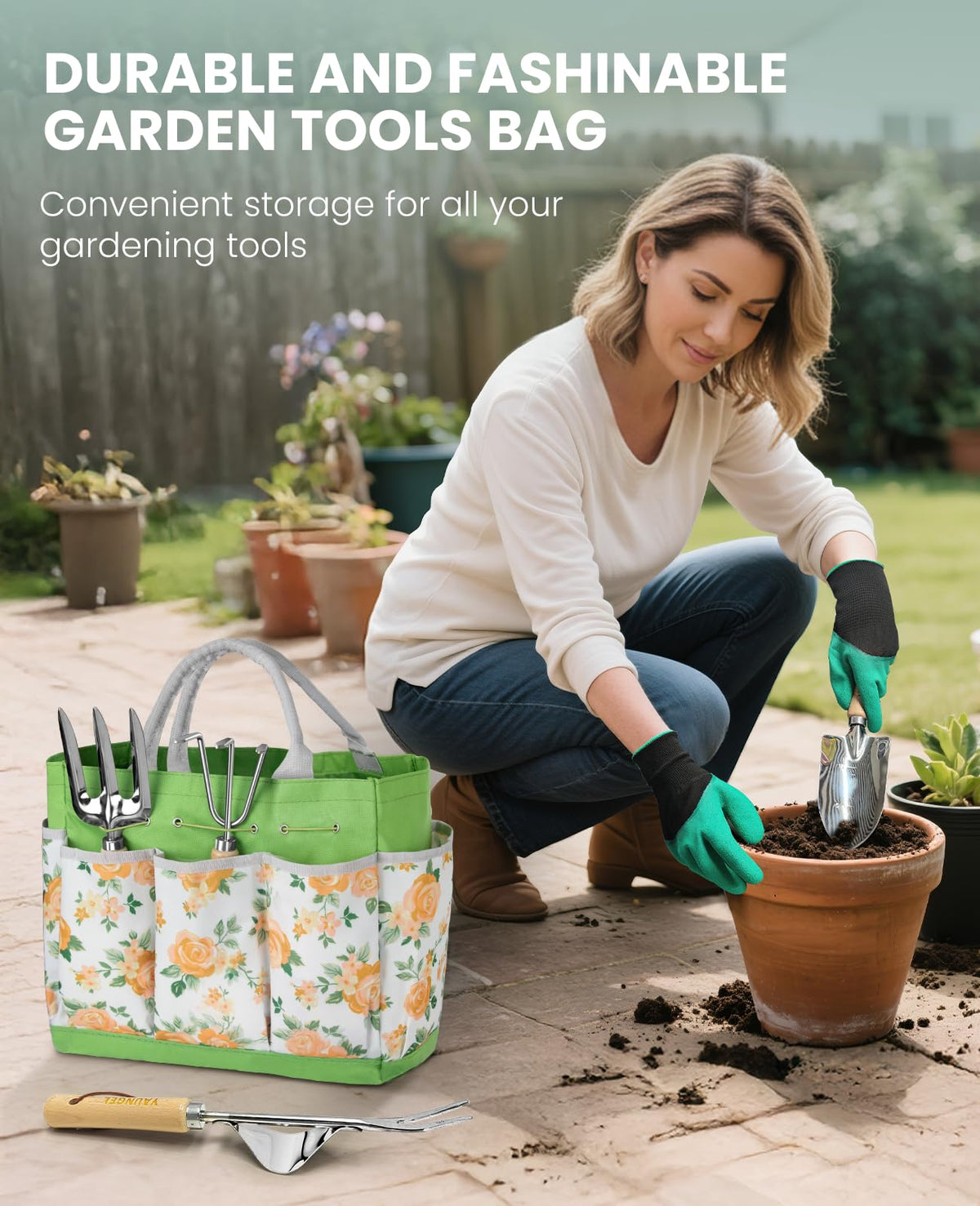 Yaungel trowel with ergonomic handle for digging and planting precise holes