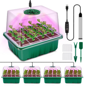 YAUNGEL seed starter tray with grow light, full-spectrum LEDs for indoor seed germination.