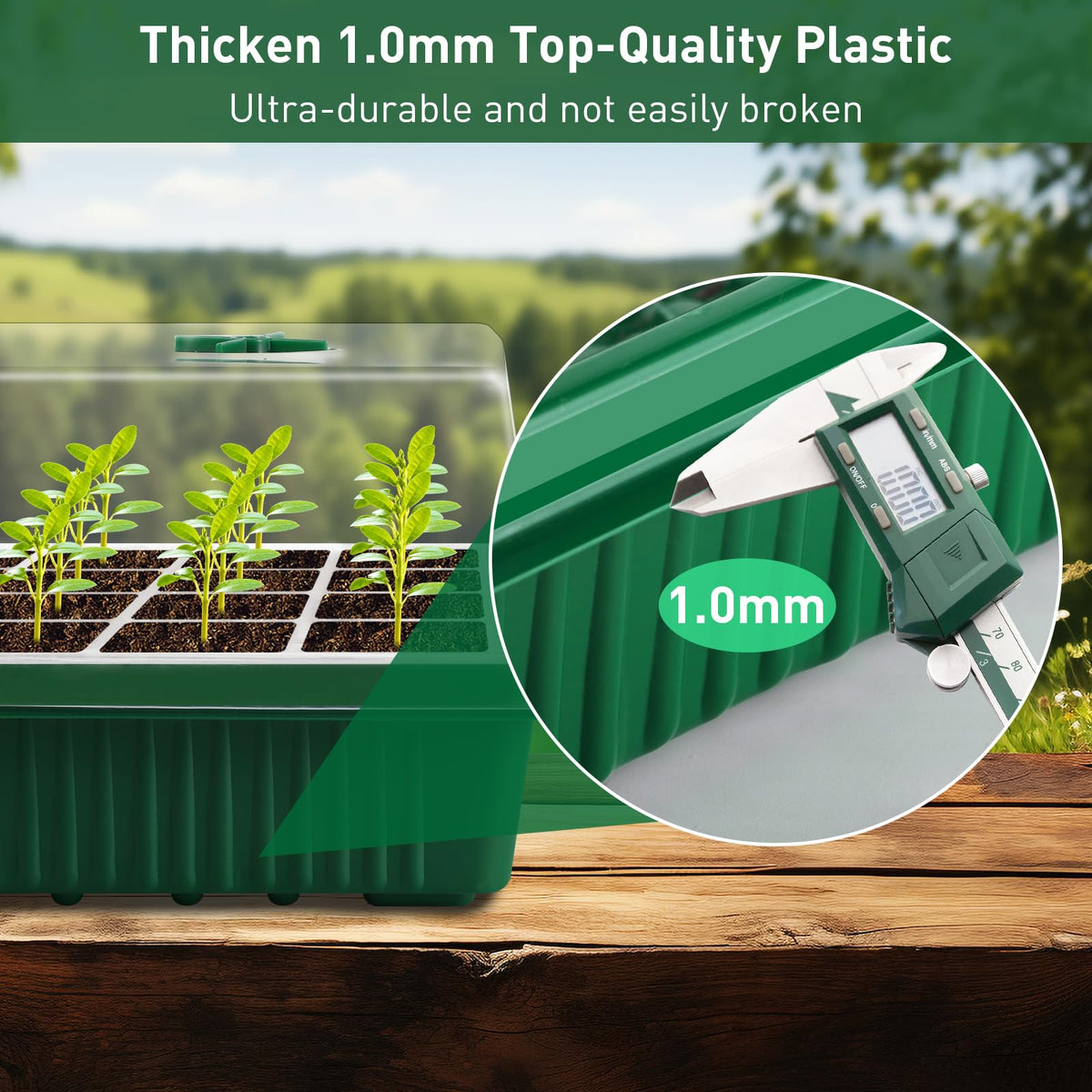 YAUNGEL humidity dome demonstrates adjustable moisture control for sprouts.