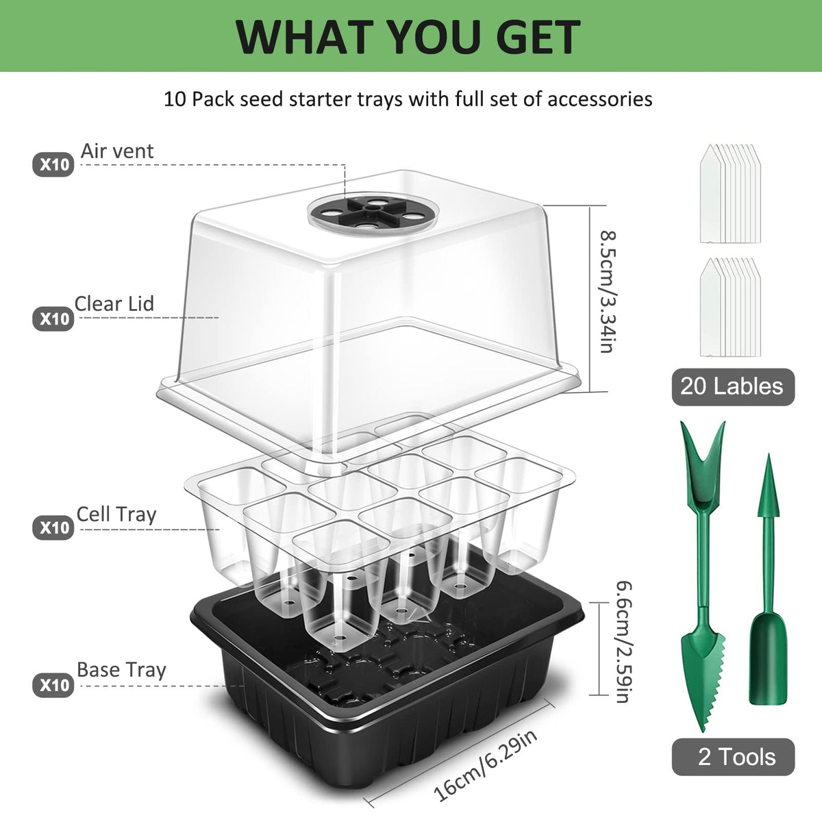 YAUNGEL included labels and tools support organized seed starting.