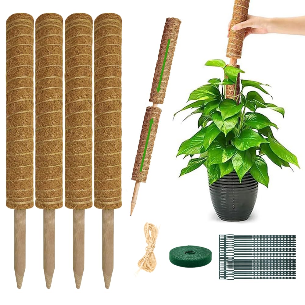 YAWAHOME moss pole 16-inch stackable for sturdy vertical growth and easy training.