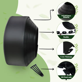 Yawfold flexible PE plastic edging cut to fit garden curves.