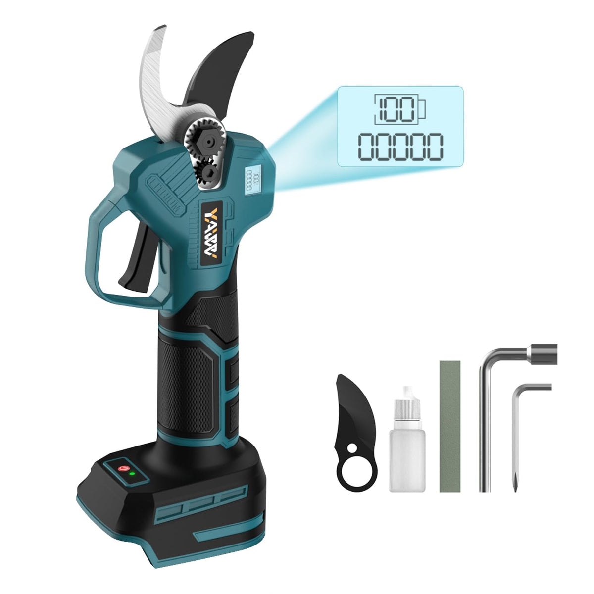 YAWV brushless pruning shears with LCD display for precise cuts