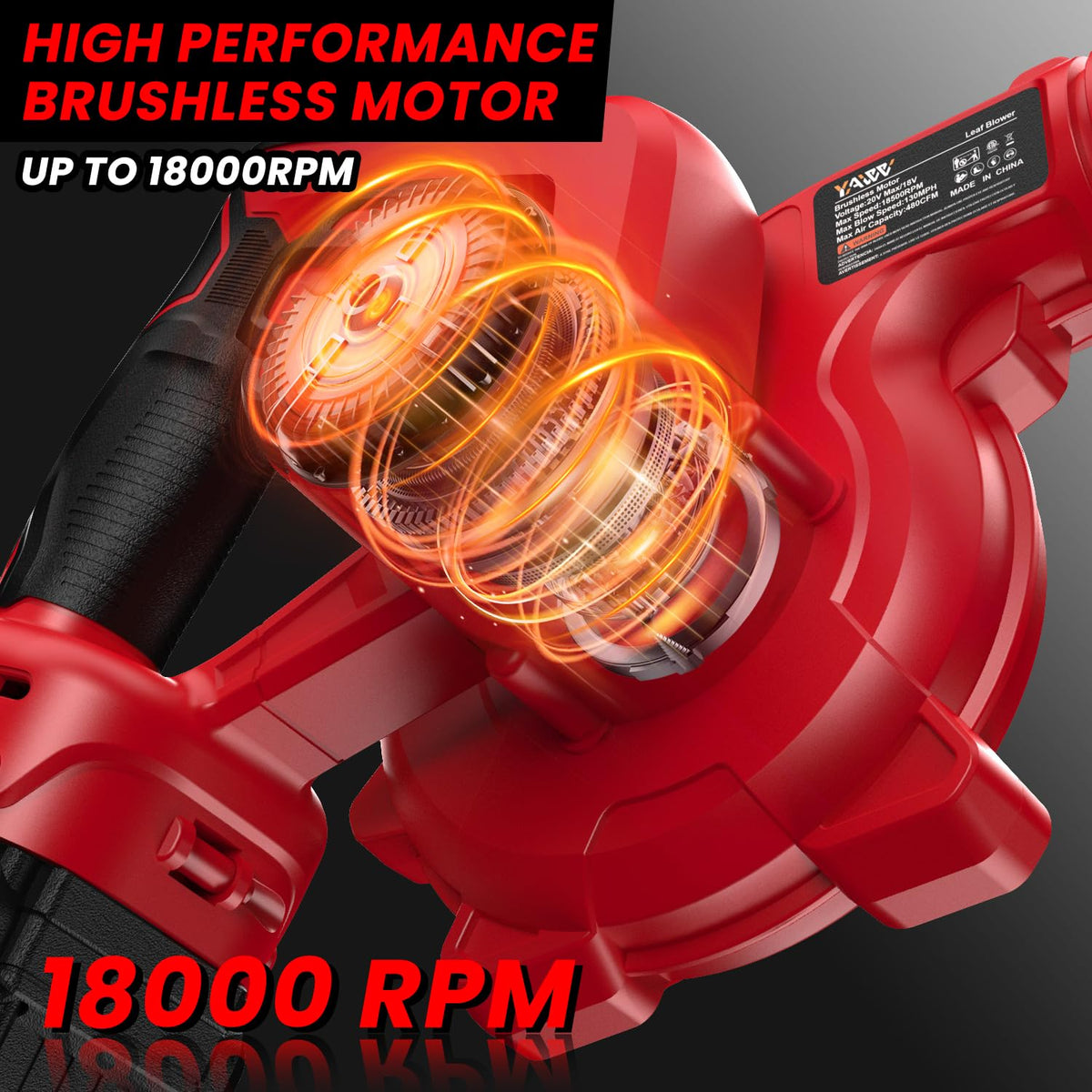 YAWV cordless leaf blower reaching 180 MPH for fast debris clearing outdoors