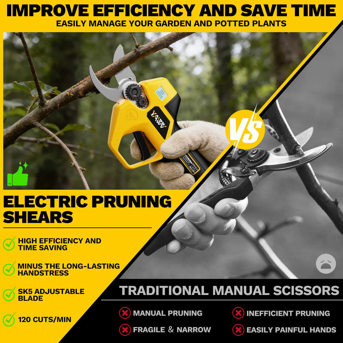 Lightweight 2.6 lb pruning shears in hand