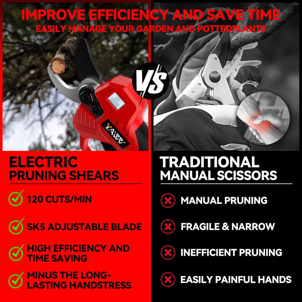 YAWV lightweight design at 1.6 lb reduces fatigue while pruning.