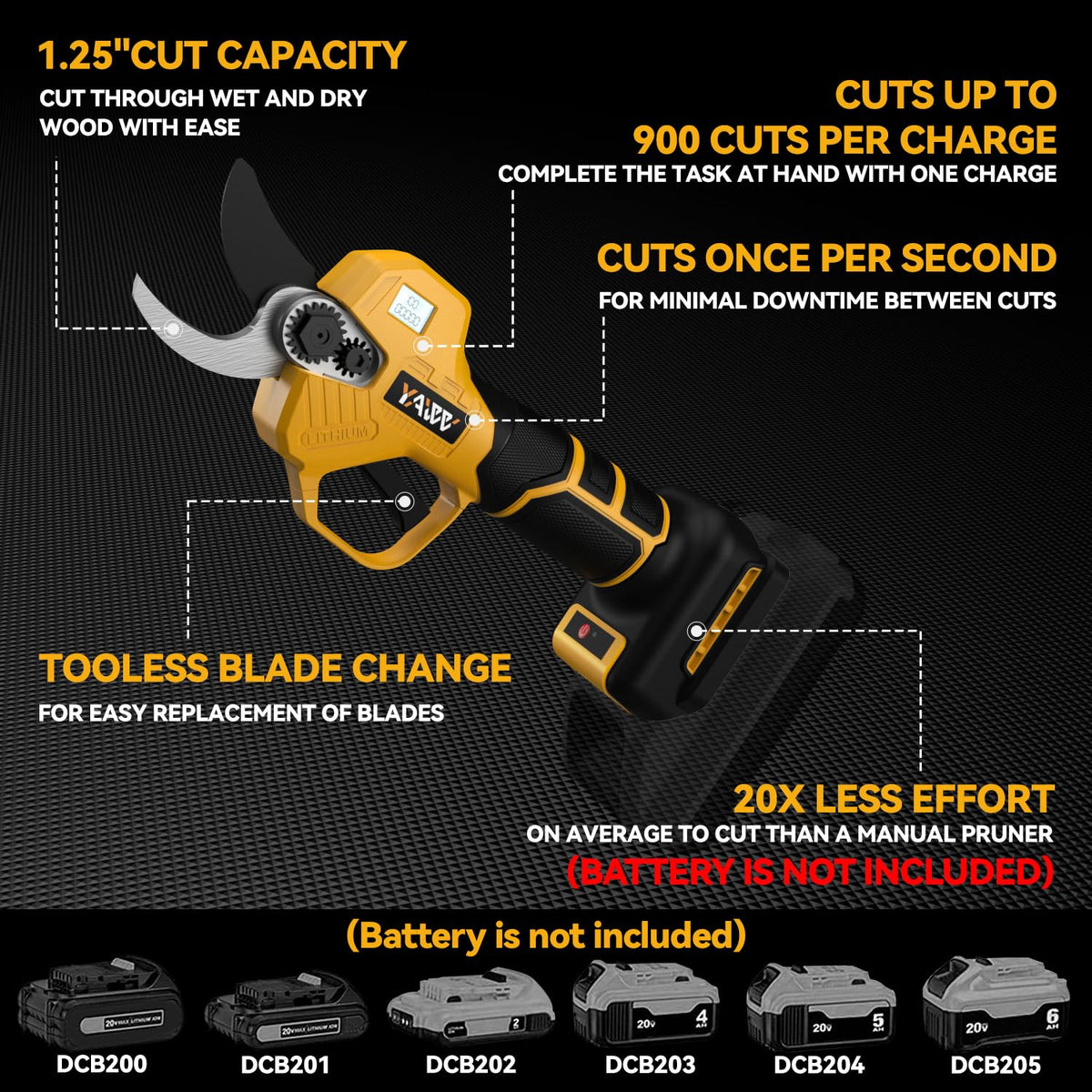YAWV pruning shears adjustable cutting diameter for precise branch work.