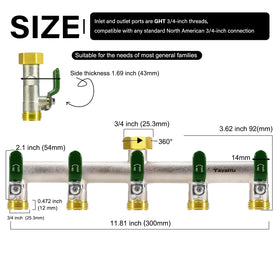 Yayamz 5-way splitter side view highlights easy handling with rubber-grip metal handle