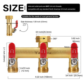 Yayamz brass diverter with vertical outlet for durable, upright connections.