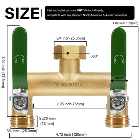 Yayamz brass diverter with vertical outlet supports durable outdoor connections.